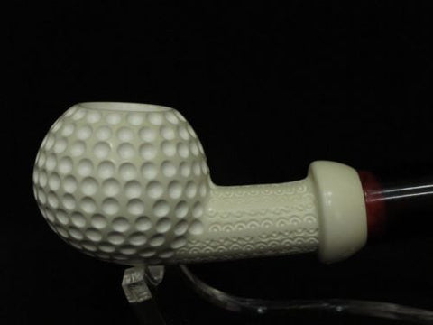 Perfect Golf Ball Block Meerschaum Pipe by Emin Small Freehand Danske shank 6383