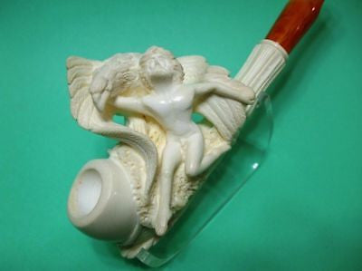 Man Eagle Thesaurus Prominent Meerschaum Pipe Mythological Ancient Vintage 2236
