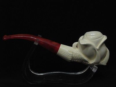Eagle Claw Holding a Rose Block Meerschaum Pipe Hand Made Sale Pipes Case 5712
