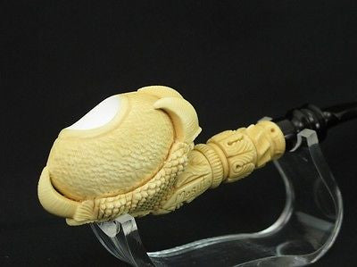 Eagle Claw holding Big Egg Block Meerschaum Pipe by Mesut Gift Case Yellow 9091