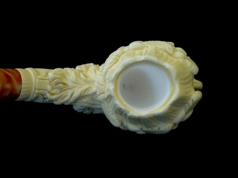 Zeus Mythological Meerschaum Pipe Block collectible pipes Yellow Big Bowl 8208