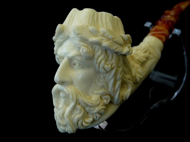 Zeus Mythological Meerschaum Pipe Block collectible pipes Yellow Big Bowl 8208