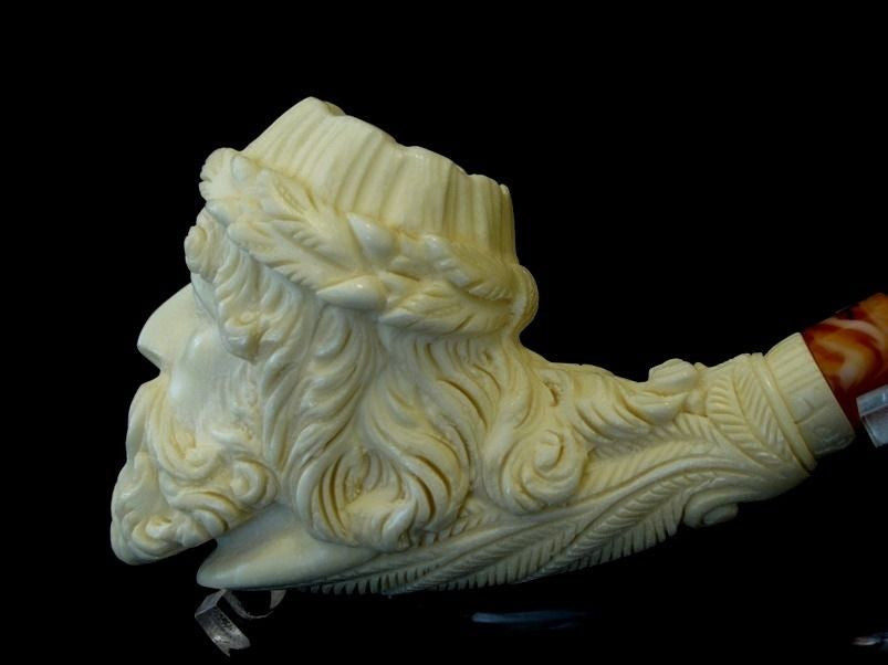 Zeus Mythological Meerschaum Pipe Block collectible pipes Yellow Big Bowl 8208