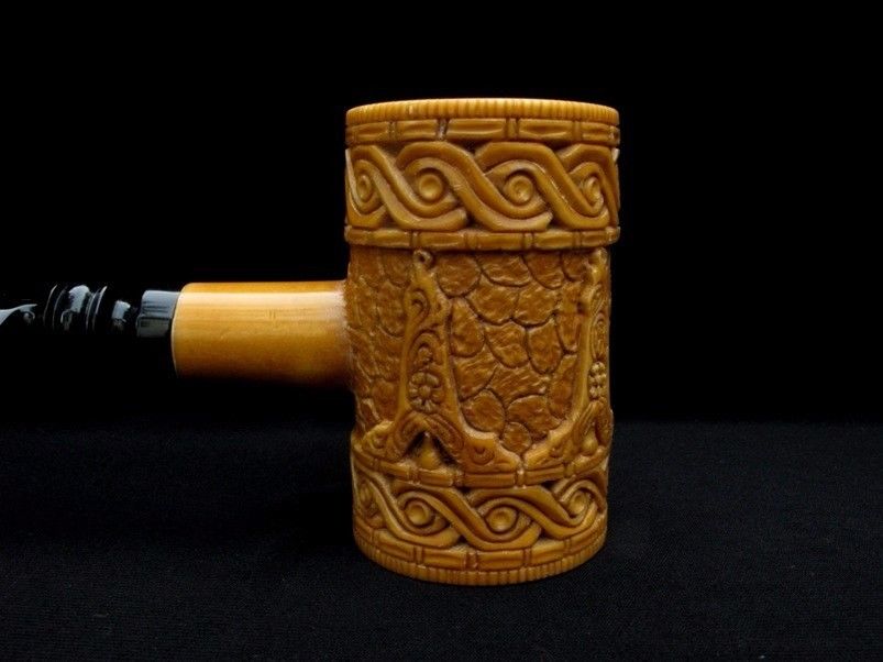 Masonic Mason Level Hammer Turkish Block Meerschaum Pipe Sitter Acrylic Big 6088