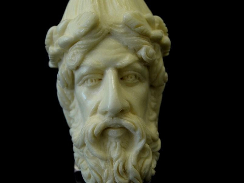 Zeus Mythological Meerschaum Pipe Block collectible pipes Yellow Big Bowl 8208