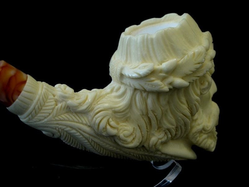 Zeus Mythological Meerschaum Pipe Block collectible pipes Yellow Big Bowl 8208