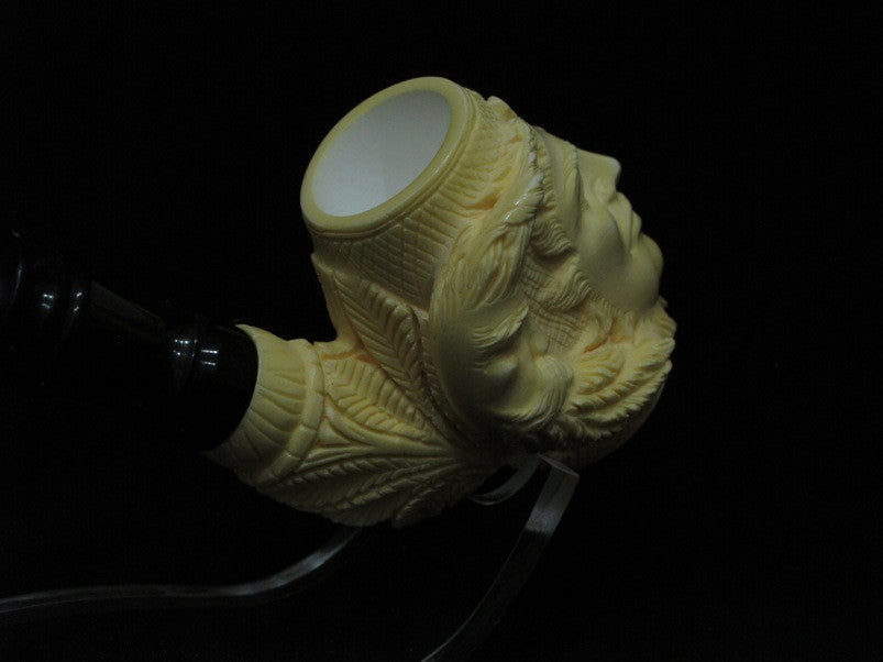 Celestial Full Bent Sun and Moon Medieval Meerschaum Pipe Acrylic stem Rare 5057