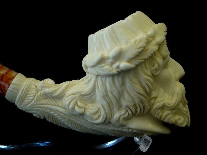 Zeus Mythological Meerschaum Pipe Block collectible pipes Yellow Big Bowl 8208