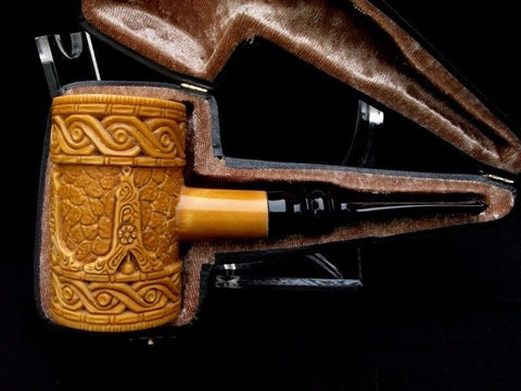 Masonic Mason Level Hammer Turkish Block Meerschaum Pipe Sitter Acrylic Big 6088