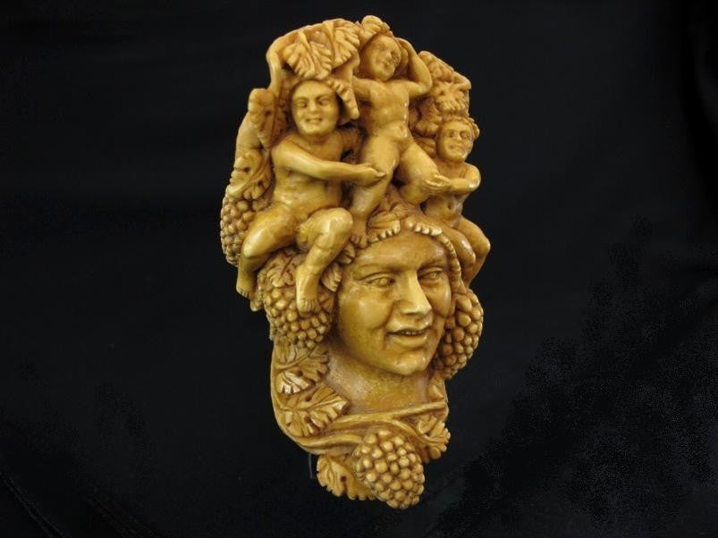 Bacchante Lady Bacchus 3 Angels Vineyard Meerschaum Pipe Hand carved Floral 0432