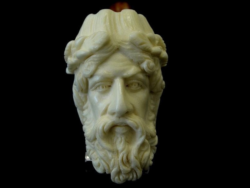 Zeus Mythological Meerschaum Pipe Block collectible pipes Yellow Big Bowl 8208