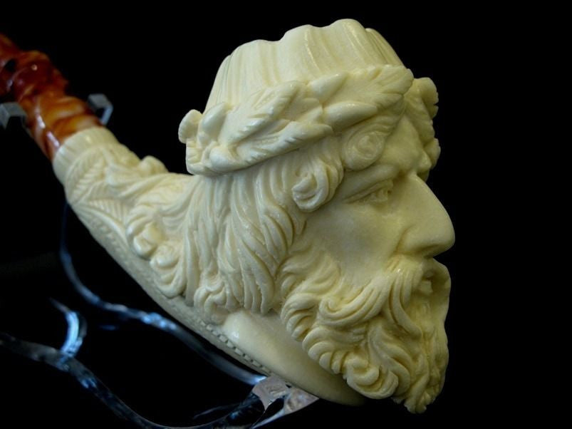 Zeus Mythological Meerschaum Pipe Block collectible pipes Yellow Big Bowl 8208
