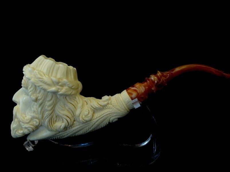 Zeus Mythological Meerschaum Pipe Block collectible pipes Yellow Big Bowl 8208