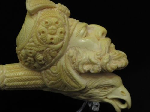 Ottoman Sultan Pasha Eagle Meerschaum Pipe Big bowl Gift Case Big Bowl 7227