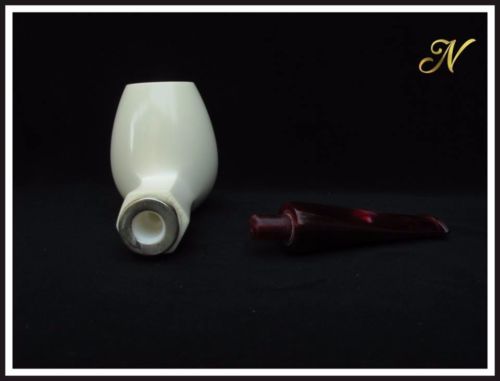Billiard Meerschaum Pipe Special Built w/out Screw Wide Chamber Silver Nevin 158