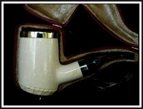 Trendy Marble Poker Big Meerschaum Pipe Special Built Silver Green Acrylic 40212