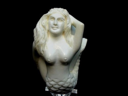 Mermaid Girl Turkish Block Meerschaum Pipe Silver Ring 3/4 Bent Acrylic Big 6919