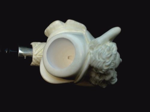 Mermaid Girl Turkish Block Meerschaum Pipe Silver Ring 3/4 Bent Acrylic Big 6919