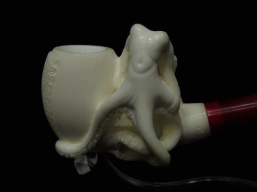 Octopus Girl w/ Long Arms Block Meerschaum Pipe Freehand Rare Art piece Cor 5085