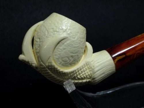 Eagle Claw & Egg Full Bent Small Meerschaum Pipe Block Hand made Long Stem 9834