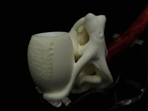 Octopus Girl w/ Long Arms Block Meerschaum Pipe Freehand Rare Art piece Cor 5085