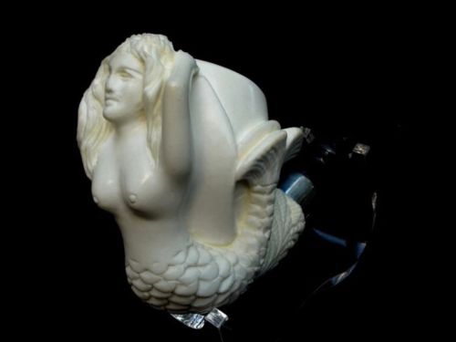 Mermaid Girl Turkish Block Meerschaum Pipe Silver Ring 3/4 Bent Acrylic Big 6919