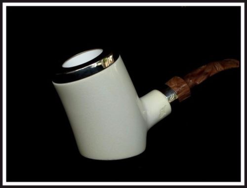 Trendy Shiny Poker Sitter Big Meerschaum Pipe Without Screws Silver Acrylic 0912