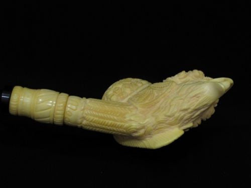 Ottoman Sultan Pasha Eagle Meerschaum Pipe Big bowl Gift Case Big Bowl 7227