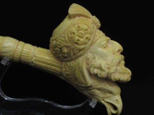 Ottoman Sultan Pasha Eagle Meerschaum Pipe Big bowl Gift Case Big Bowl 7227