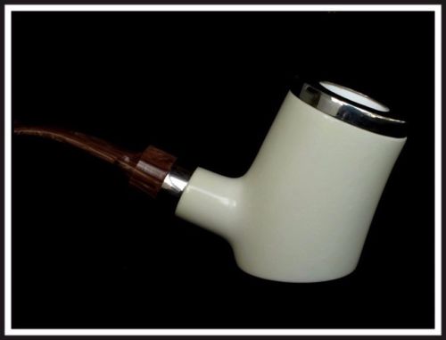 Trendy Shiny Poker Sitter Big Meerschaum Pipe Without Screws Silver Acrylic 0912