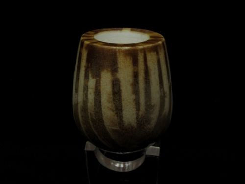 Striped Straight Billiard Meerschaum Pipe Sea foam 925 Silver Brown Patina 4726