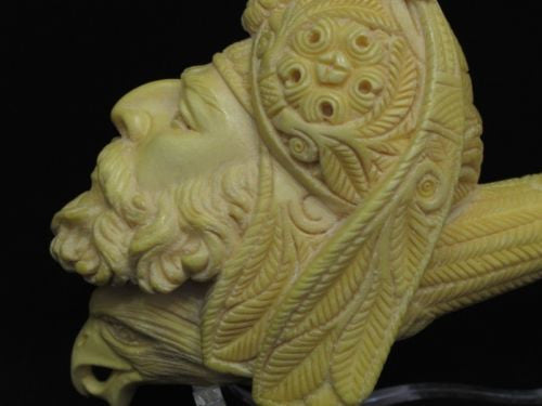 Ottoman Sultan Pasha Eagle Meerschaum Pipe Big bowl Gift Case Big Bowl 7227
