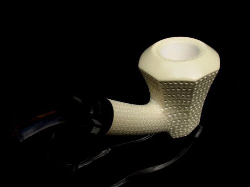 Bent Poker Paneled Meerschaum Pipe Special Built w/out Screws Wide Chamber