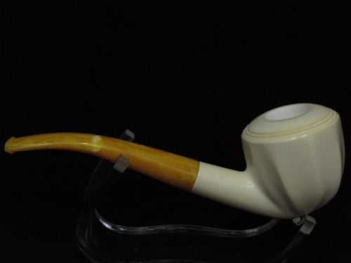 Smooth Paneled Striped Bent Apple Block Meerschaum Pipe Christmas Gift Case 2762
