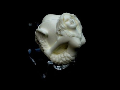 Mermaid Nude Turkish Block Meerschaum Pipe Mythological Acrylic Silver Ring 4519
