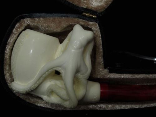 Octopus Girl w/ Long Arms Block Meerschaum Pipe Freehand Rare Art piece Cor 5085