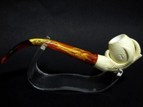 Eagle Claw & Egg Full Bent Small Meerschaum Pipe Block Hand made Long Stem 9834