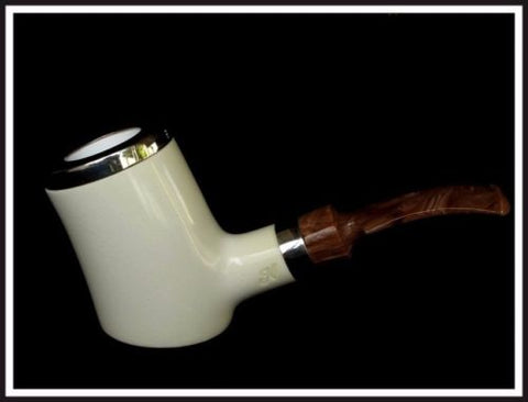 Trendy Shiny Poker Sitter Big Meerschaum Pipe Without Screws Silver Acrylic 0912