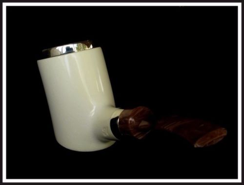 Trendy Shiny Poker Sitter Big Meerschaum Pipe Without Screws Silver Acrylic 0912