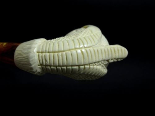 Eagle Claw & Egg Full Bent Small Meerschaum Pipe Block Hand made Long Stem 9834