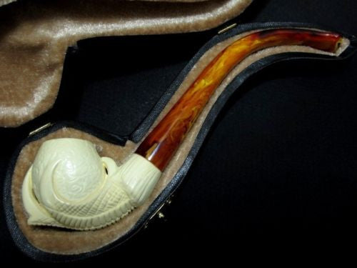 Eagle Claw & Egg Full Bent Small Meerschaum Pipe Block Hand made Long Stem 9834