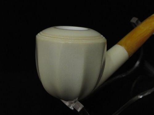 Smooth Paneled Striped Bent Apple Block Meerschaum Pipe Christmas Gift Case 2762