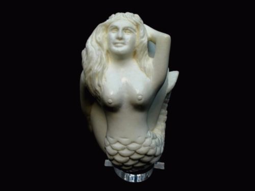 Mermaid Girl Turkish Block Meerschaum Pipe Silver Ring 3/4 Bent Acrylic Big 6919