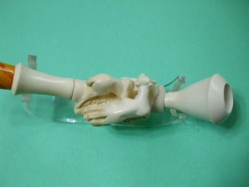 Lion Hunts Gazelle Block Meerschaum Pipe Animals Wild Hunt scene by H. Cor 9827
