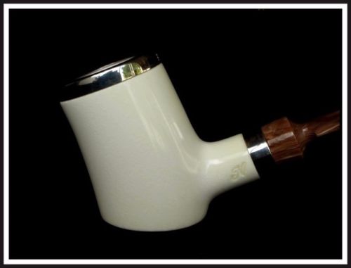 Trendy Shiny Poker Sitter Big Meerschaum Pipe Without Screws Silver Acrylic 0912