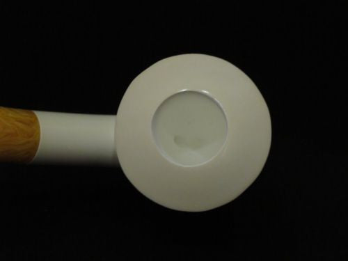 Smooth 3/4 Bent Paneled Apple Block Meerschaum Pipe Tobacco Smoking w/Case 3994