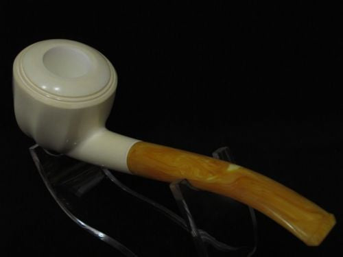 Smooth Paneled Striped Bent Apple Block Meerschaum Pipe Christmas Gift Case 2762