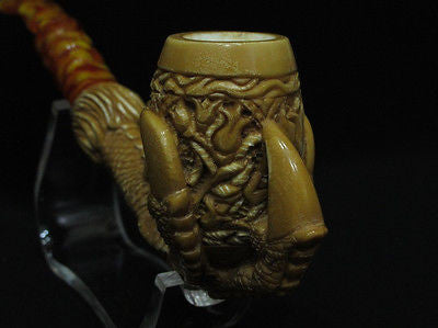 Big Eagle Claw & Floral Egg Block Meerschaum Pipe by Cor Turkey Gift Case 8251