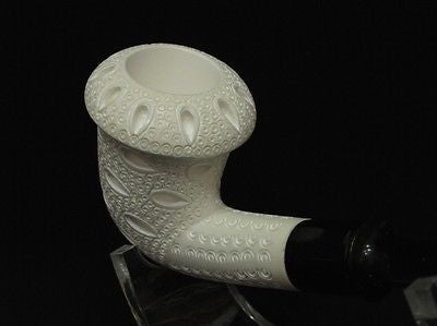 Lattice Bent Calabash Block Meerschaum Pipe 2 stems Churchwarden - Classic 4336