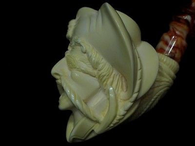 Pirate of the Caribbean Block Meerschaum Pipe Free hand - Full Bent Perfect 0465